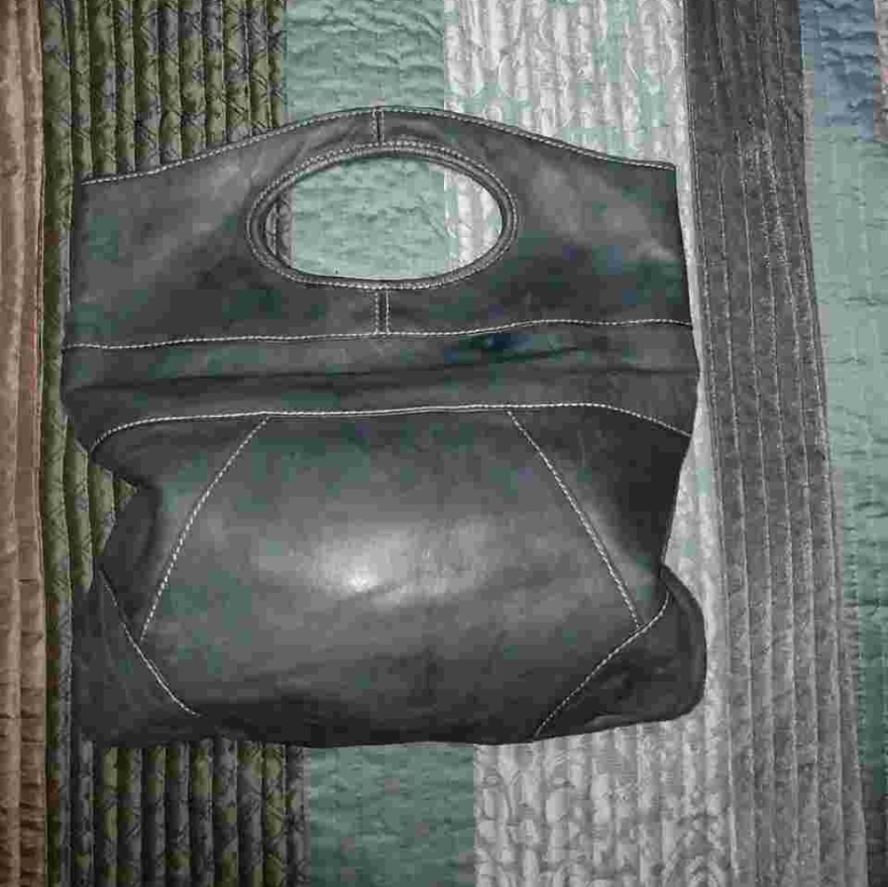 LAST Chance   Eddie Bauer leather handbag.  Greyish Green